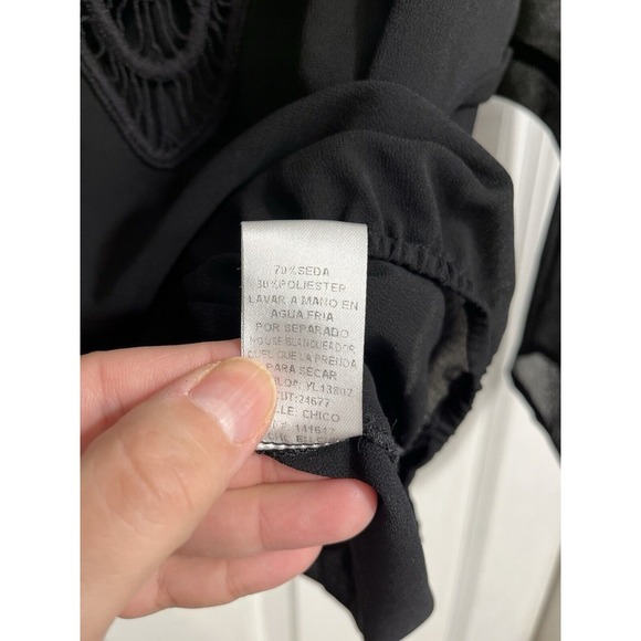 YA Los Angeles Small SILK Blend Black Elastic Waist embroidered Lace Boxy - Picture 8 of 11